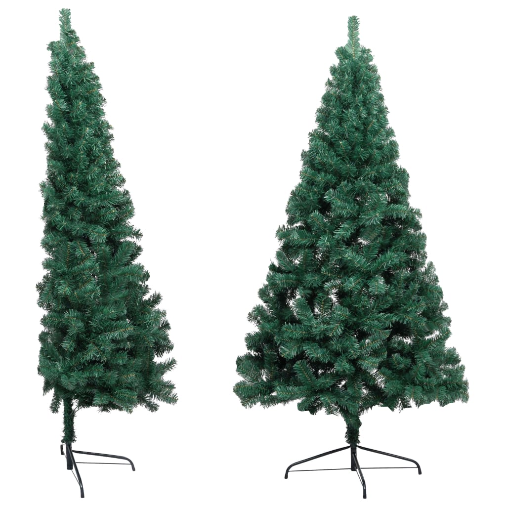 

vidaXL Kunstkerstboom met LED's en standaard half 120 cm PVC groen