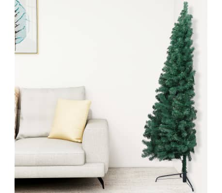 vidaXL Artificial Half Pre-lit Christmas Tree with Stand Green 180 cm PVC