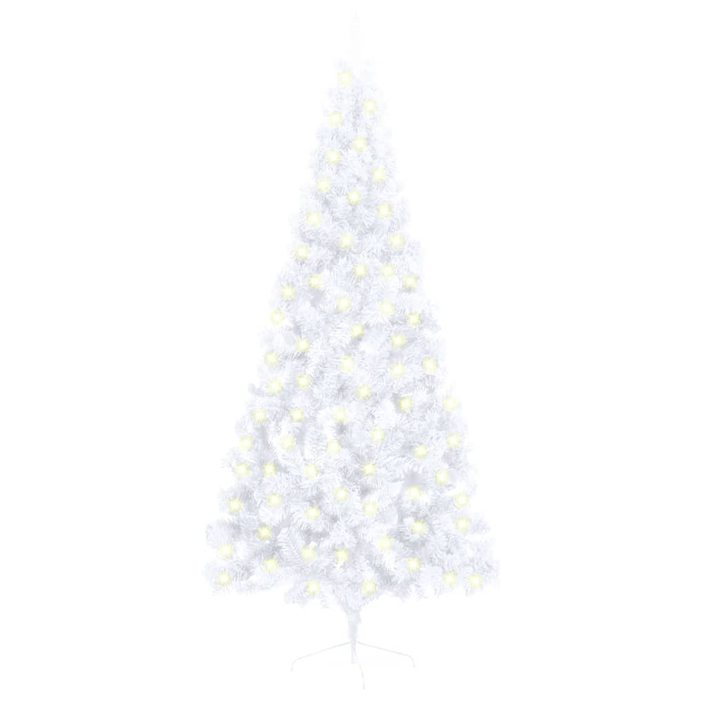 

vidaXL Artificial Half Christmas Tree with LED&Stand White 70.9" PVC