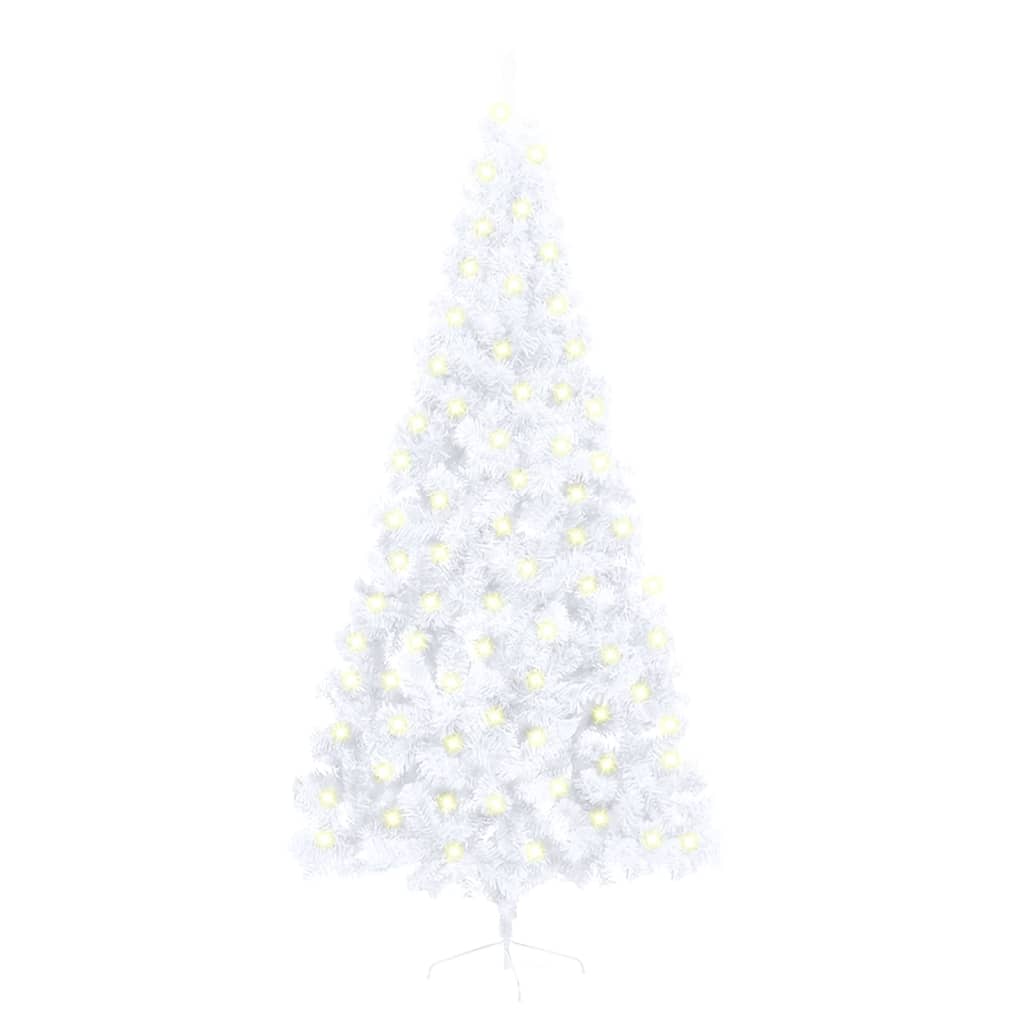 

vidaXL Artificial Half Christmas Tree with LED&Stand White 82.7" PVC