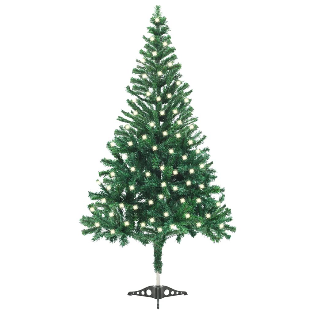 vidaXL kunstigt juletræ med lys og juletræsfod 120 cm 230 grene