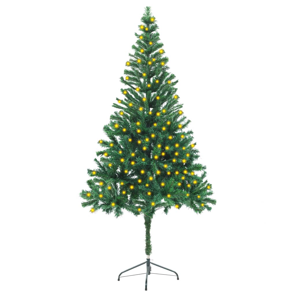 vidaXL kunstigt juletræ med lys og juletræsfod 180 cm 564 grene