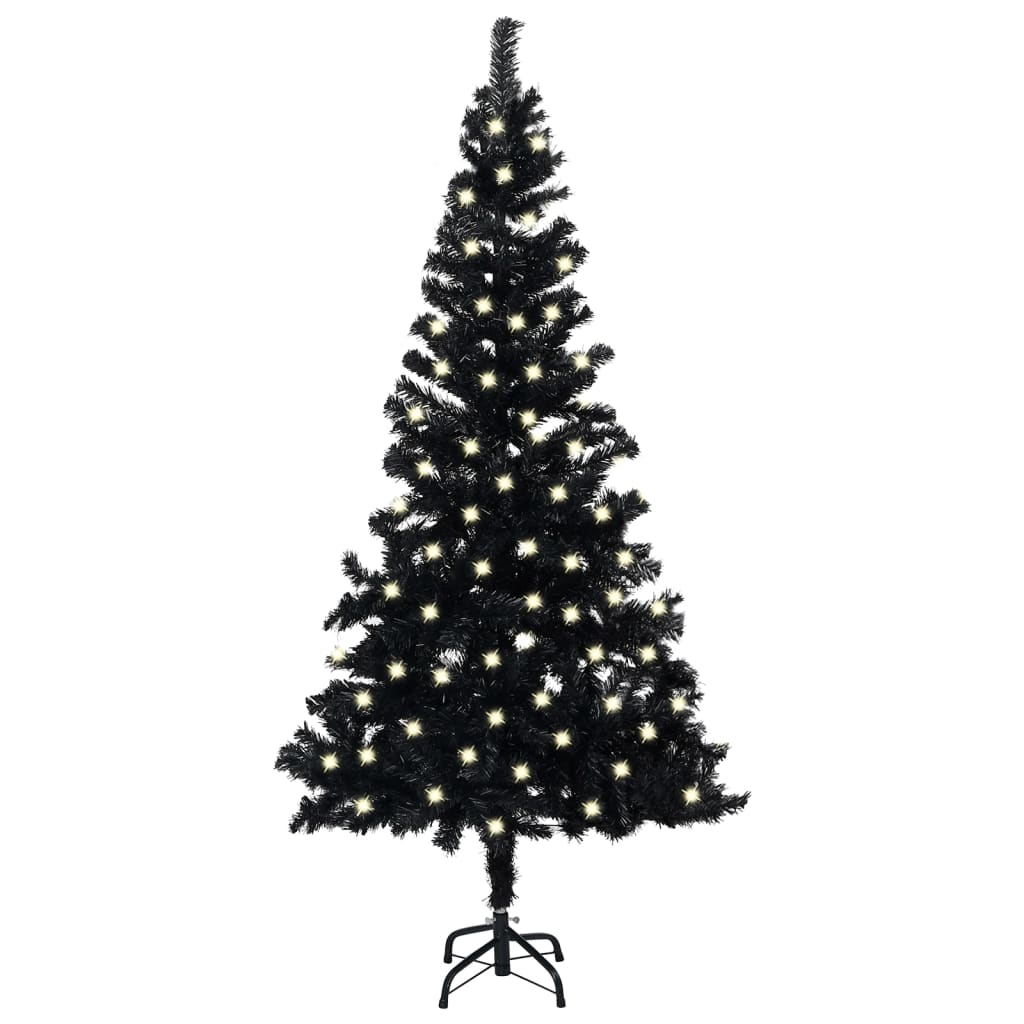vidaXL Brad de Crăciun artificial cu LED/suport, negru, 120 cm, PVC
