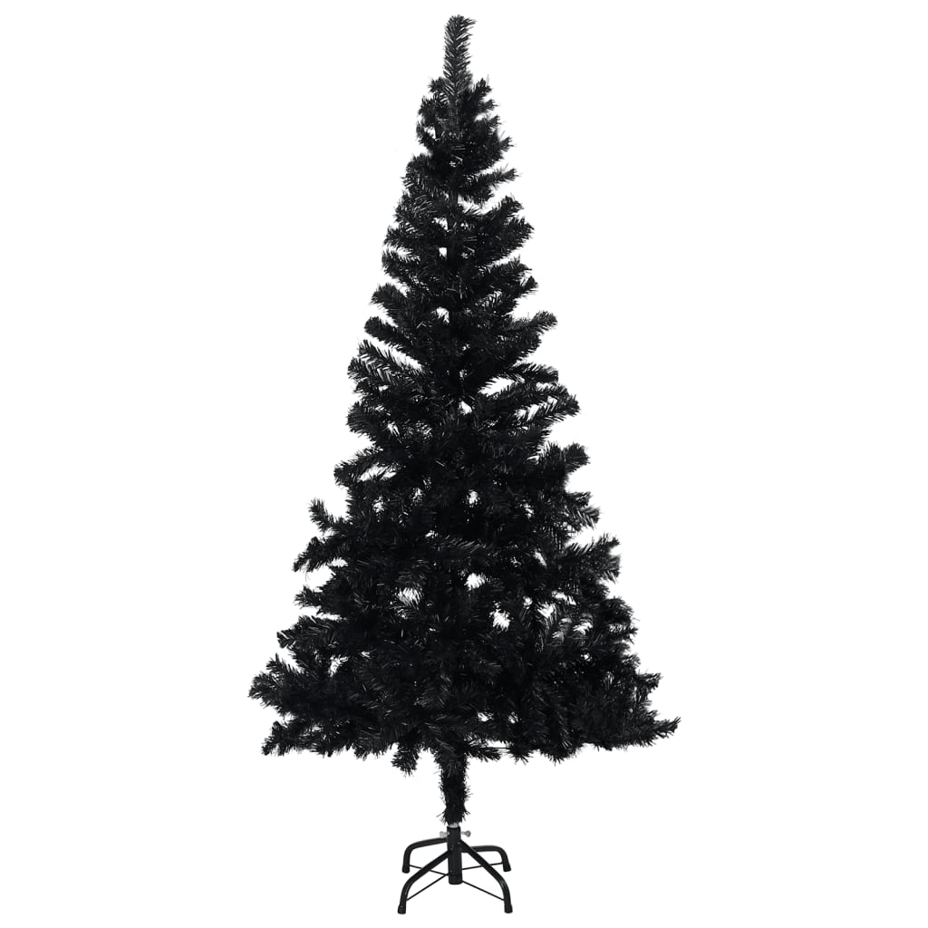 vidaXL Artificial Pre-lit Christmas Tree with Stand Black 47.2" PVC