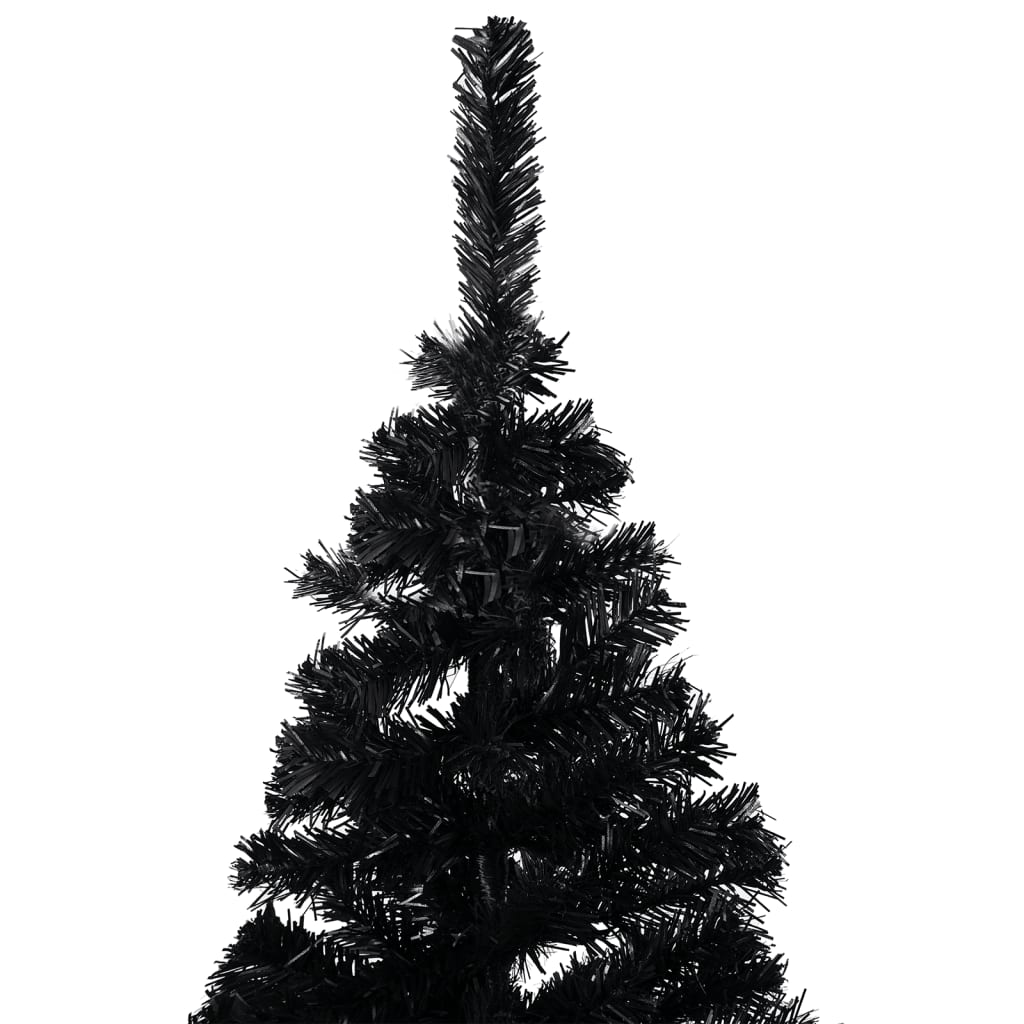 vidaXL Artificial Christmas Tree with LEDs&Stand Black 47.2" PVC (329179+330046)