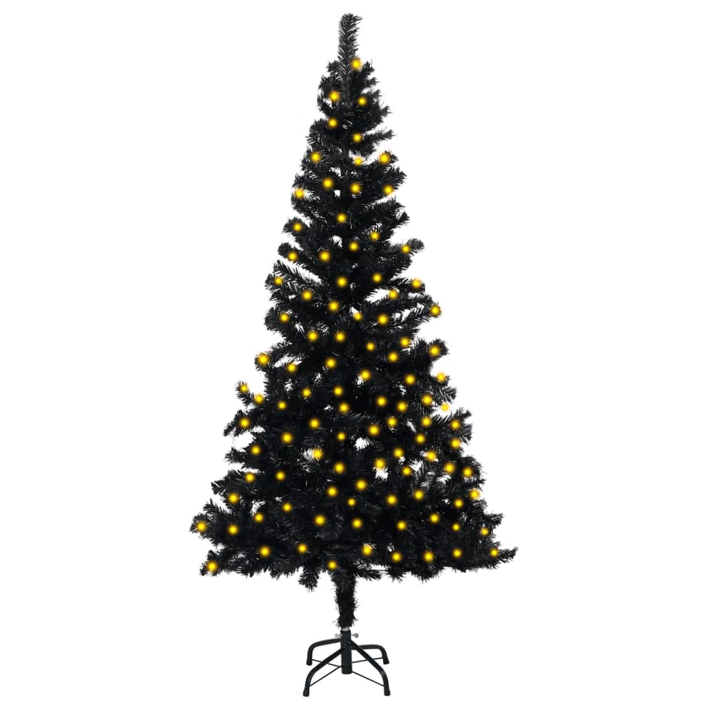 vidaXL Pom de Crăciun artificial cu LED-uri/suport, negru, 150 cm, PVC