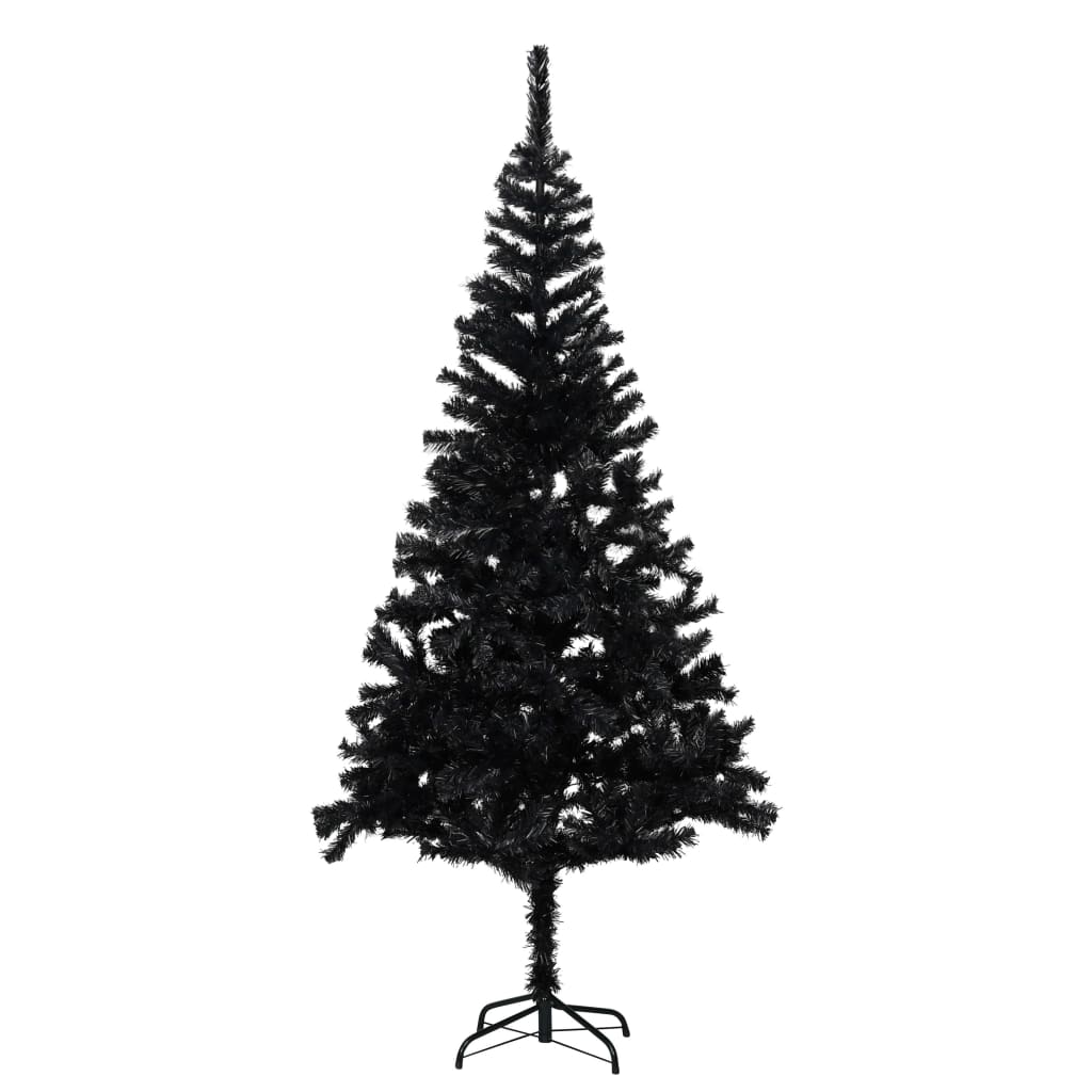 vidaXL Pom de Crăciun artificial cu LED-uri/suport, negru, 180 cm PVC