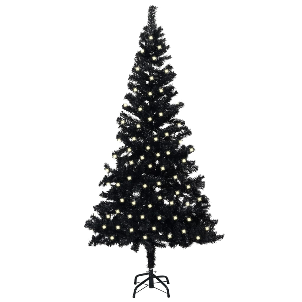 Umělý vánoční stromek s LED diodami a stojanem černý 240 cm PVC
