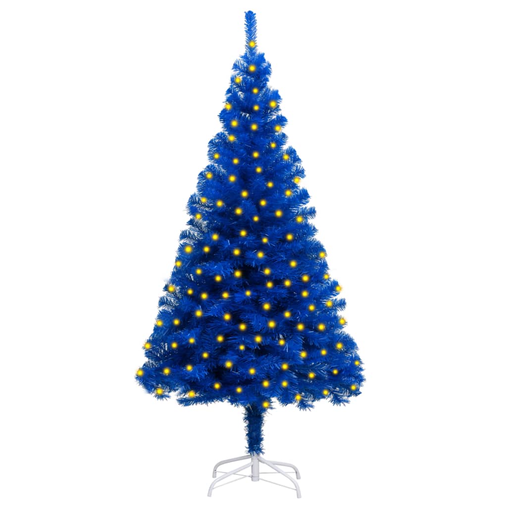 Umělý vánoční stromek s LED diody a stojanem modrý 150 cm PVC