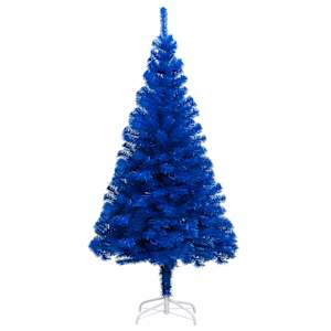 vidaXL Artificial Pre-lit Christmas Tree with Stand Blue 210 cm PVC