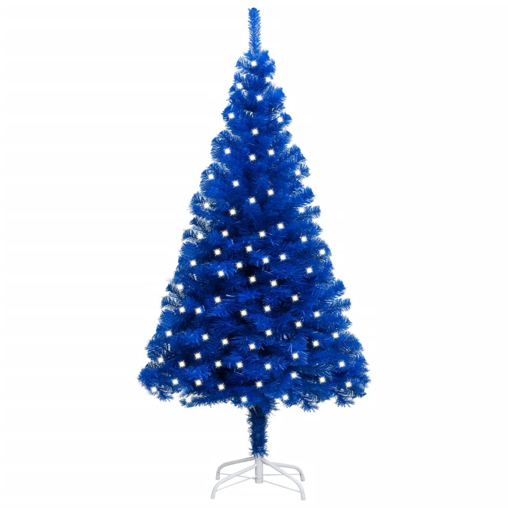 vidaXL kunstigt juletræ med lys og juletræsfod 240 cm PVC blå