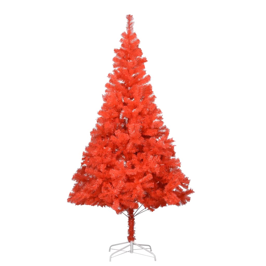 vidaXL Osvetlený umelý vianočný stromček+stojan, červený 240 cm, PVC
