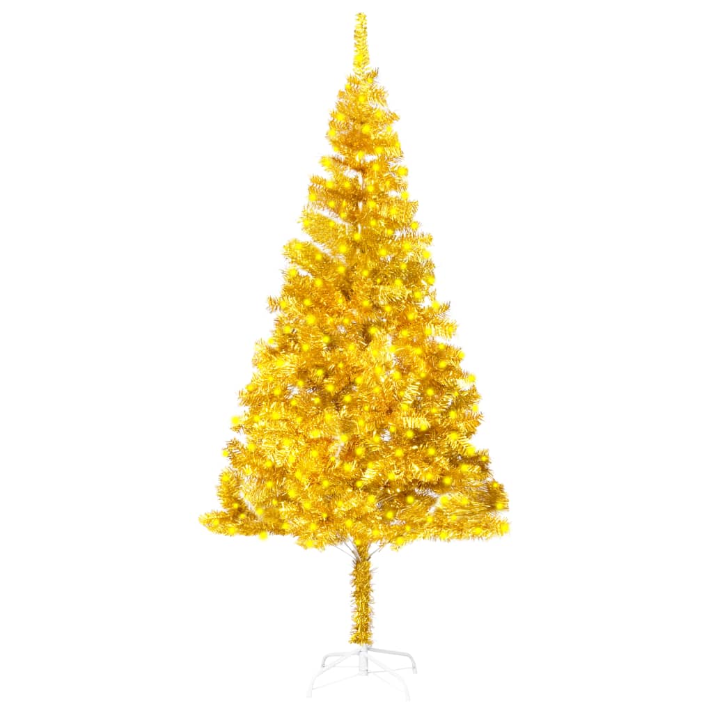 Image of vidaXL Artificial Pre-lit Christmas Tree with Stand Gold 210 cm PET