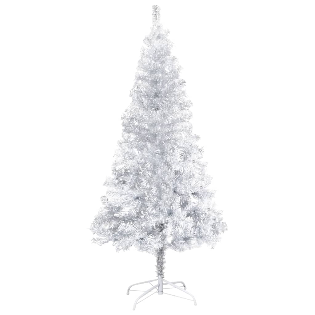 

vidaXL Kunstkerstboom met LED's en standaard 120 cm PET zilverkleurig