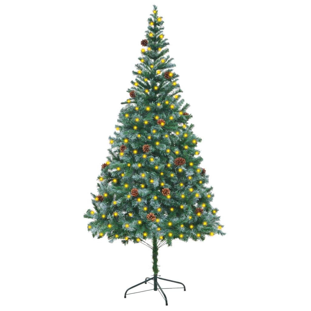 Image of vidaXL Artificial Pre-lit Christmas Tree with Pinecones 210 cm