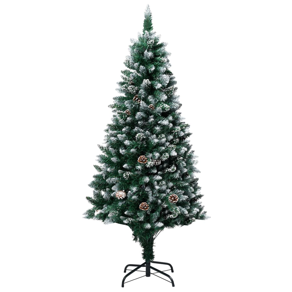 vidaXL Kunstkerstboom met LED's en dennenappels en witte sneeuw 150 cm