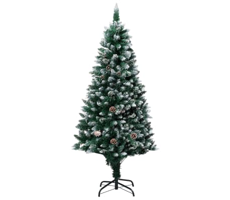 vidaXL Sapin de Noël avec LED et pommes de pin et neige blanche 240 cm