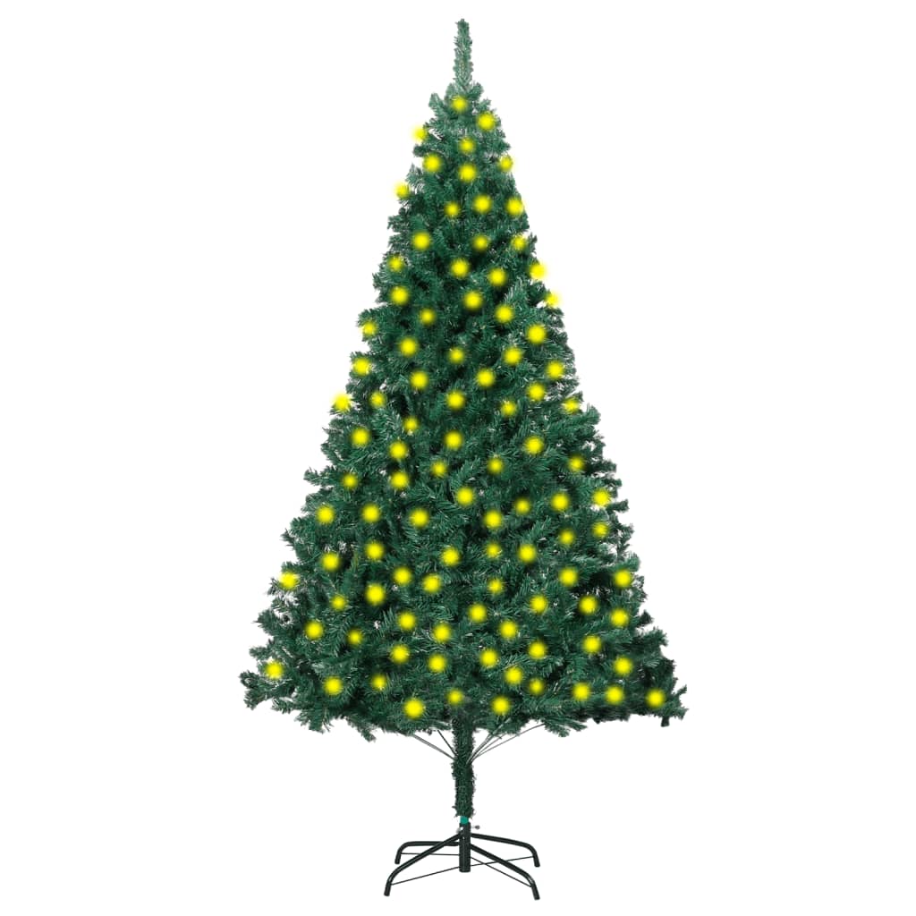 Umělý vánoční strom s LED diody a silnými větvemi zelený 210 cm