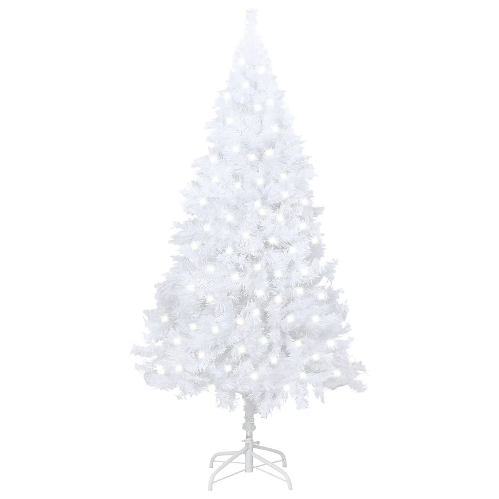 vidaXL Brad Crăciun artificial pre-iluminat ramuri groase, alb, 120 cm