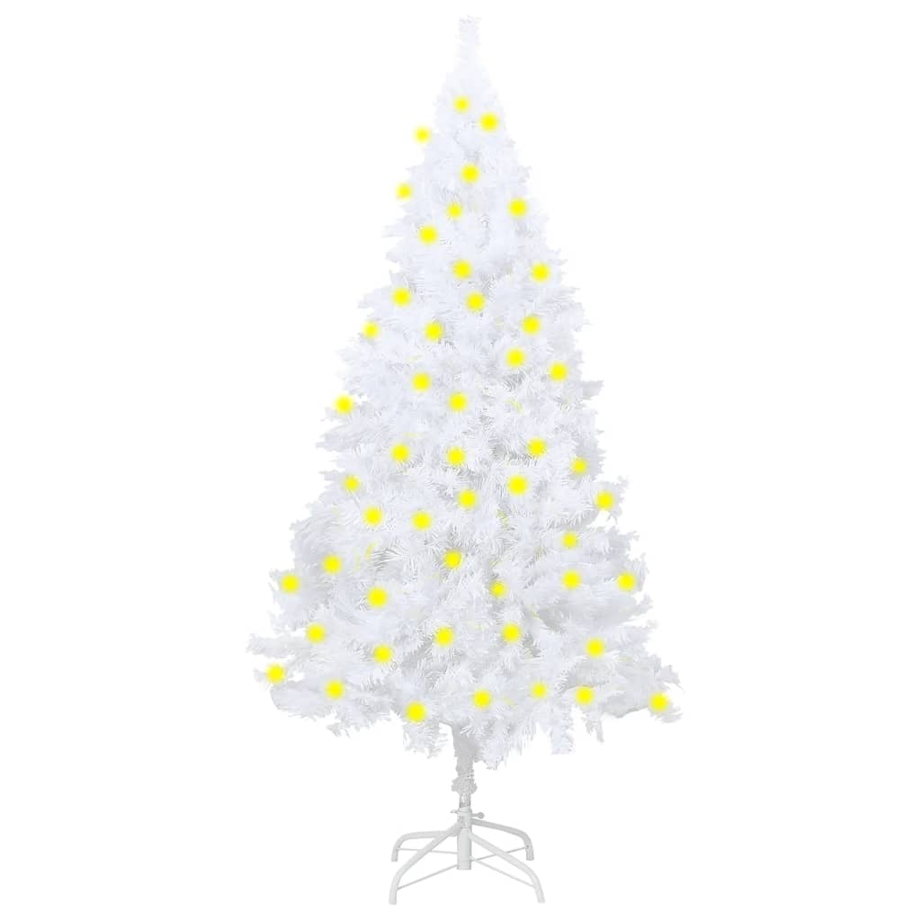 vidaXL Brad de Crăciun artificial cu LED&ramuri groase, alb, 150 cm vidaXL