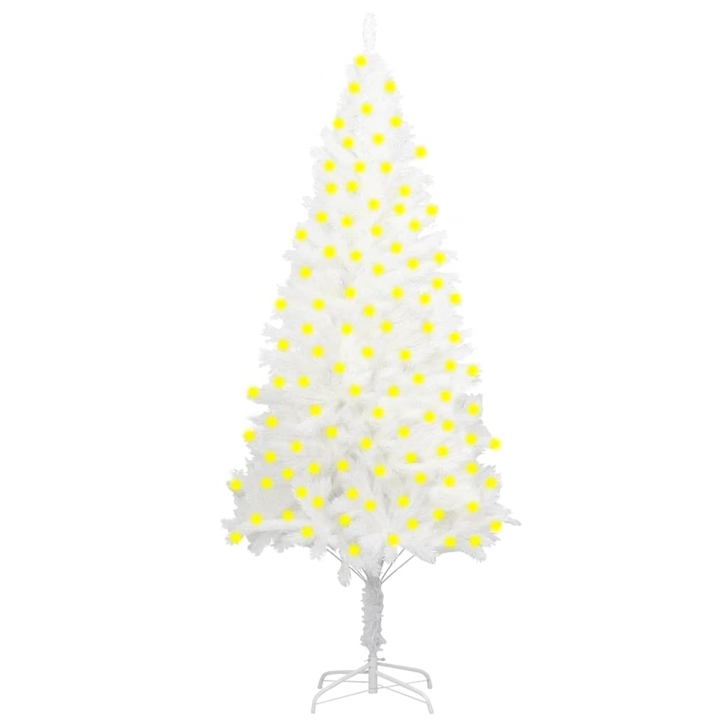 Umělý vánoční strom s LED diody bílý 210 cm