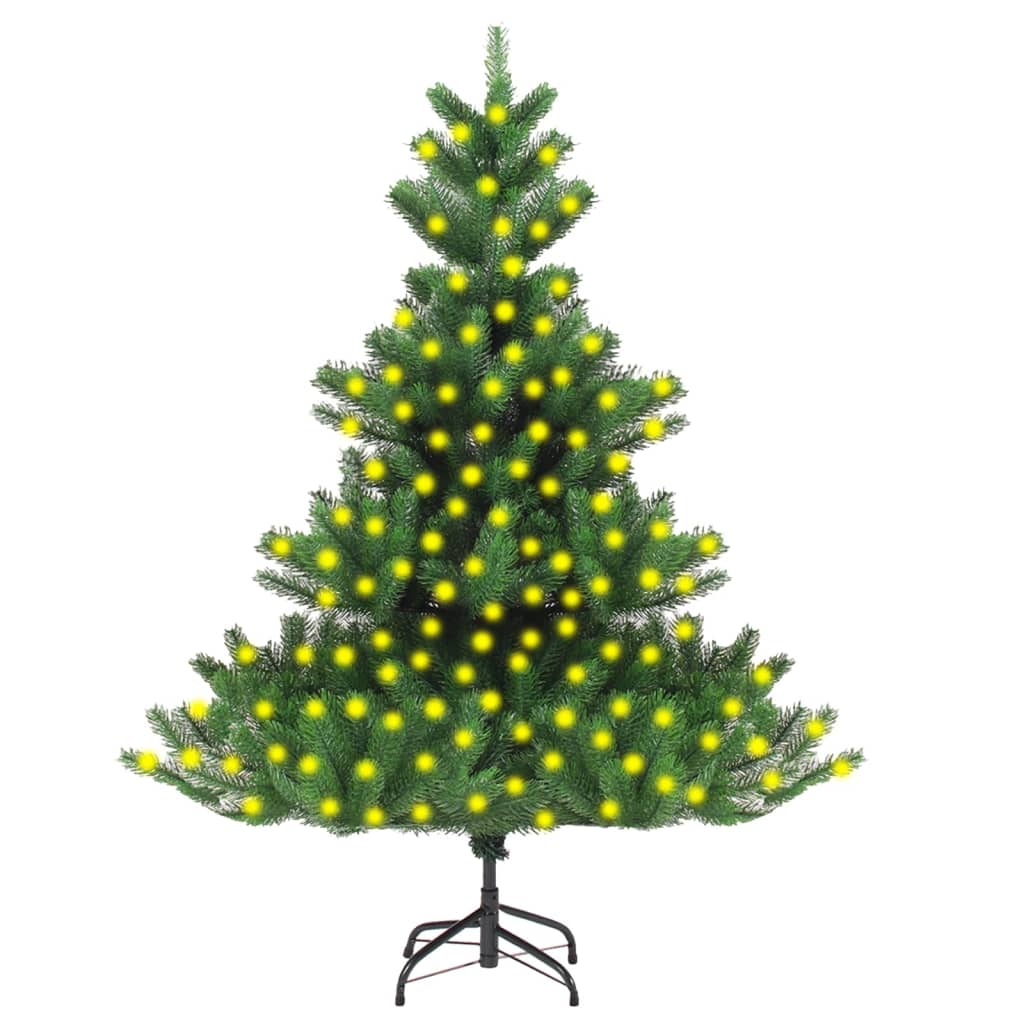 Umělý vánoční stromek normandská jedle s LED zelený 210 cm