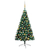 vidaXL valgustusega poolik kunstkuusk alusega, roheline, 120 cm