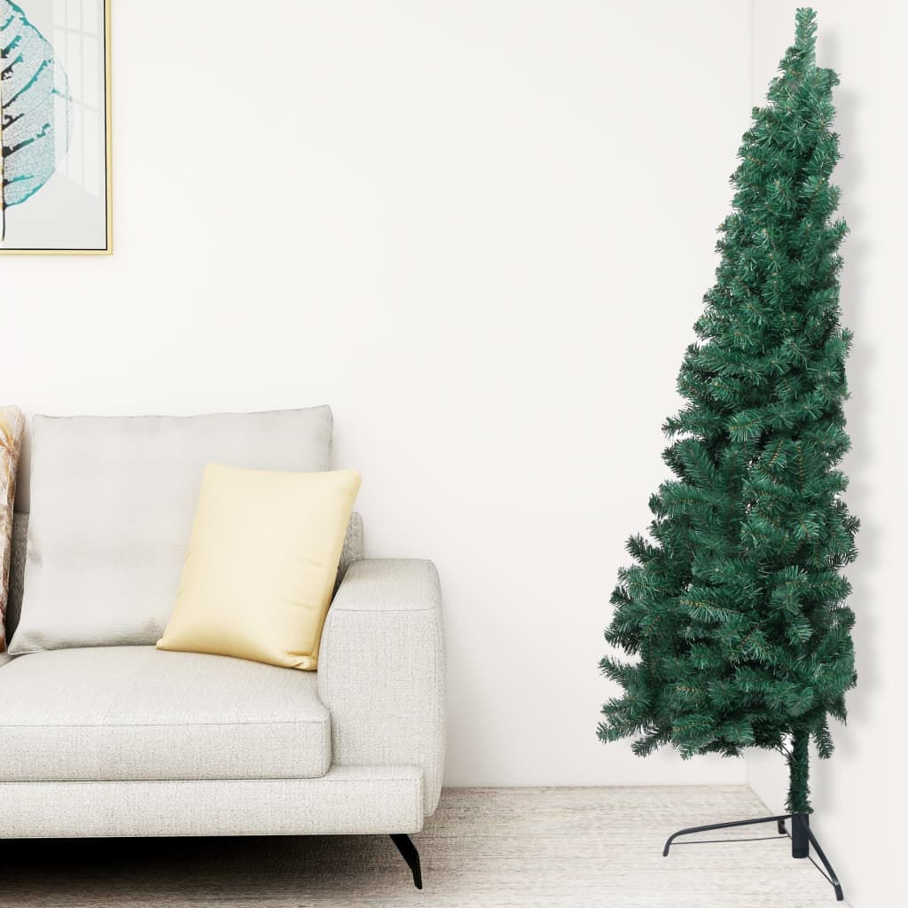  Umelý vianočný pol stromček s LED a súpravou gulí zelený 240 cm