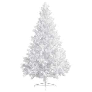 Umělý vánoční půl stromek s LED a sadou koulí bílý 210 cm - obrázek 3