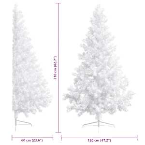 Umělý vánoční půl stromek s LED a sadou koulí bílý 210 cm - obrázek 14