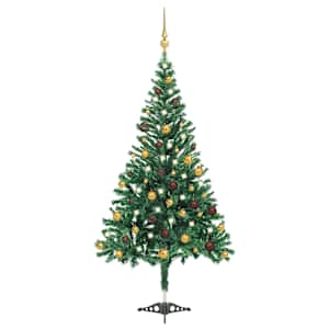 Umělý vánoční stromek s LED a sadou koulí 210 cm 910 větviček - obrázek 1
