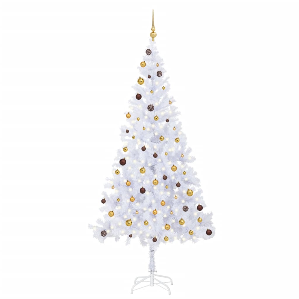 vidaXL Arbre de Noël artificiel avec LED et boules 210 cm 910 branches