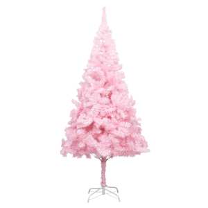 Umělý vánoční stromek s LED a sadou koulí růžový 210 cm PVC - obrázek 2