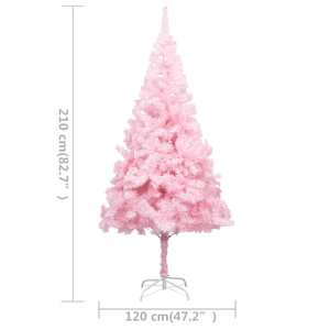 Umělý vánoční stromek s LED a sadou koulí růžový 210 cm PVC - obrázek 11