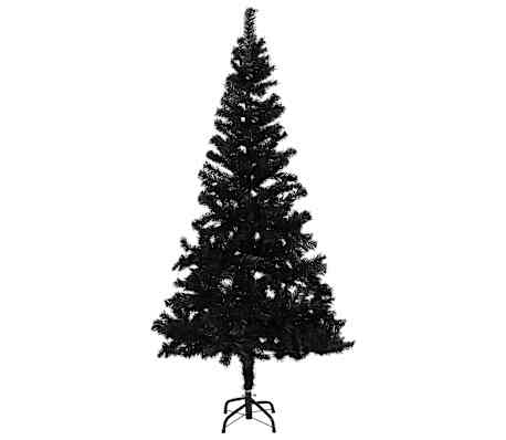 vidaXL Artificial Pre-lit Christmas Tree with Ball Set Black 180 cm PVC