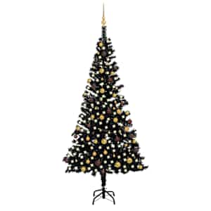 Umělý vánoční stromek s LED a sadou koulí černý 240 cm PVC - obrázek 1