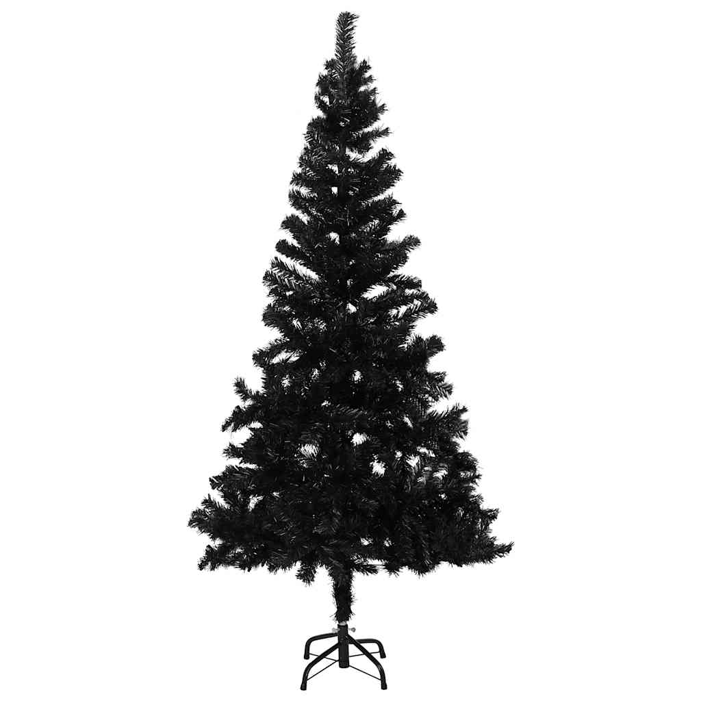 

vidaXL Kunstkerstboom met LED's en kerstballen 240 cm PVC zwart