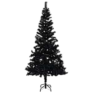 Umělý vánoční stromek s LED a sadou koulí černý 240 cm PVC - obrázek 2