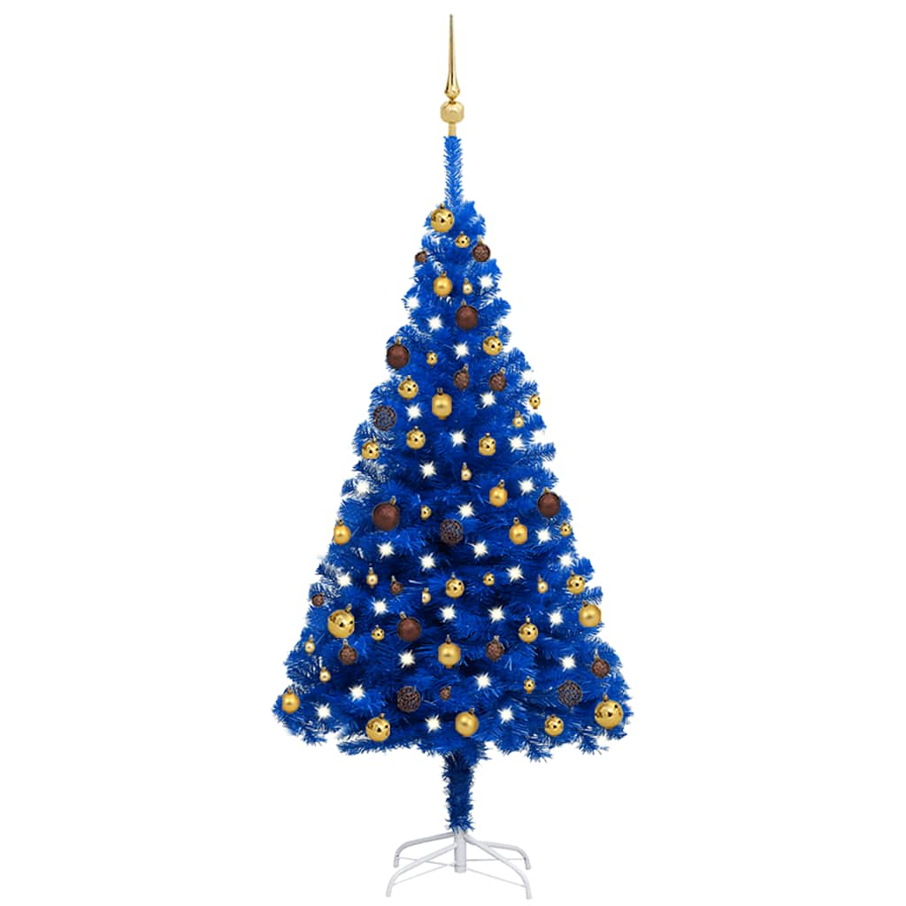 vidaXL Künstlicher Weihnachtsbaum Beleuchtung & Kugeln Blau 150 cm