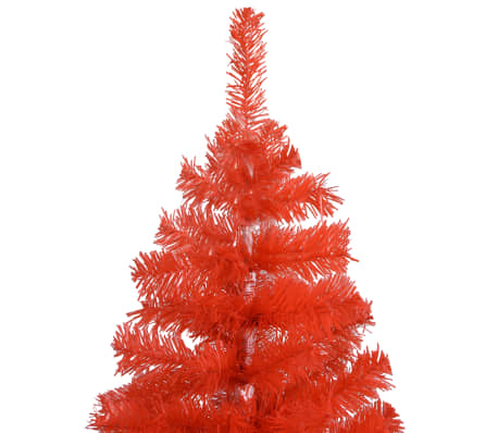 vidaXL Forhåndsbelyst kunstig juletre med kulesett rød 150 cm PVC