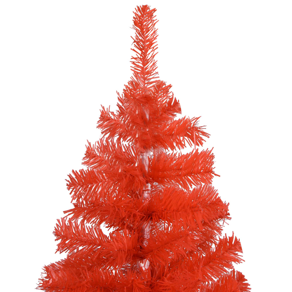vidaXL Artificial Pre-lit Christmas Tree with Ball Set Red 210 cm PVC