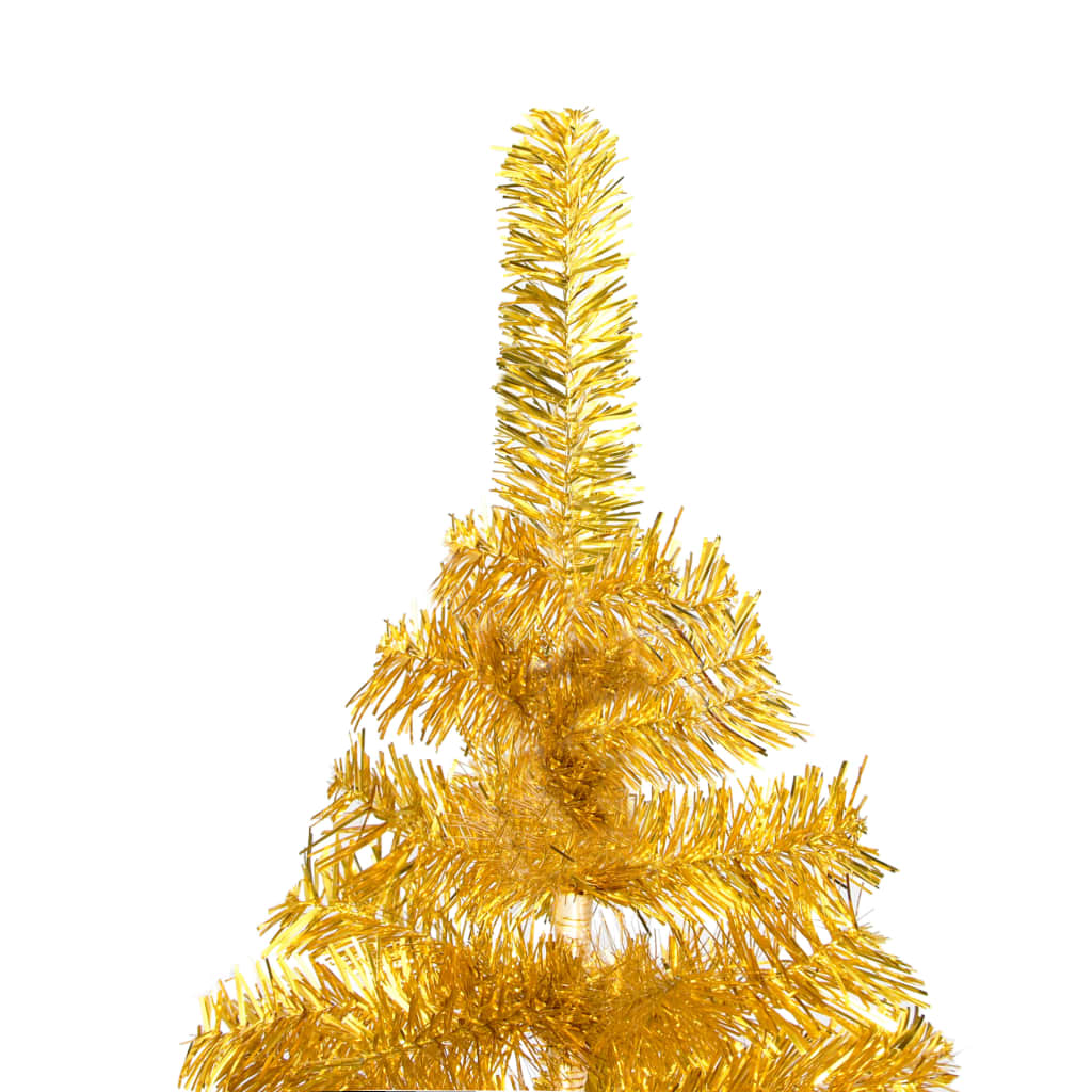 vidaXL Artificial Christmas Tree with LEDs&Ball Set Gold 82.7" PET