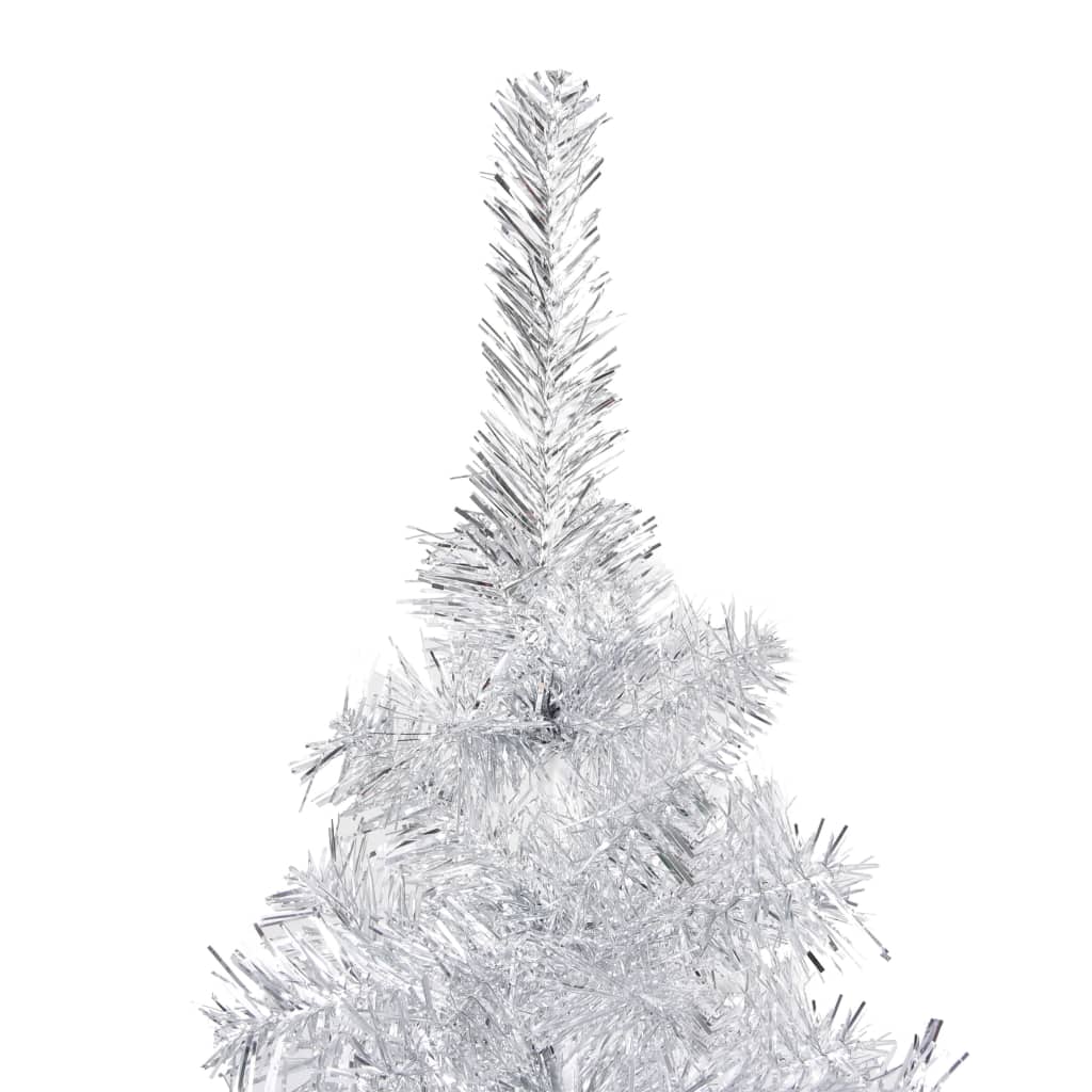 vidaXL Artificial Christmas Tree with LEDs&Ball Set Silver 59.1" PET