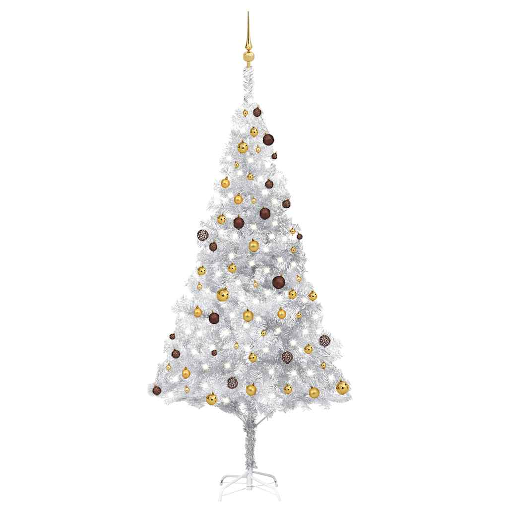 Arbre de Noël artificiel avec LED et boules Argenté 240 cm PET