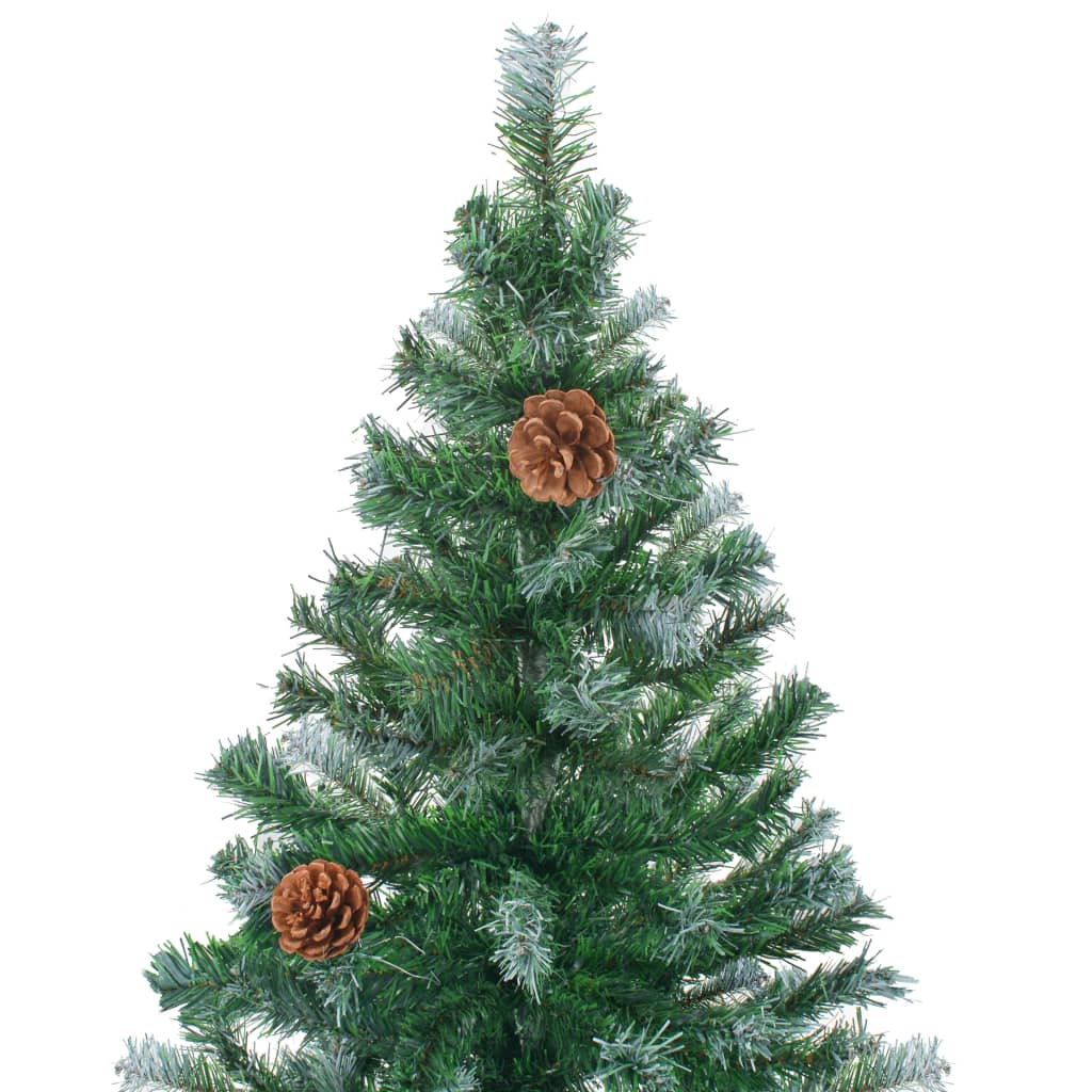 Námrazou pokrytý vánoční stromek LED a sada koulí šišky 150 cm