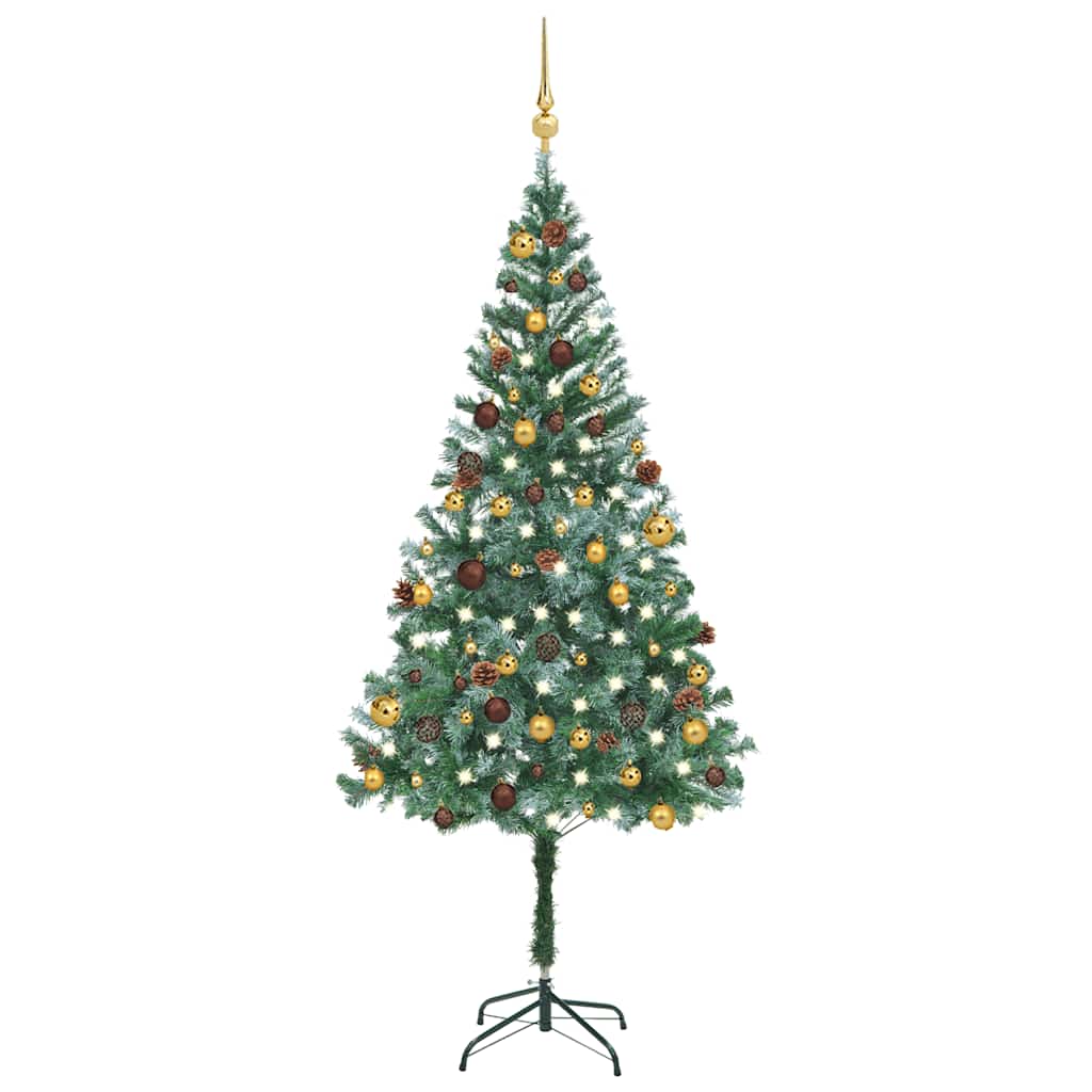 Arbre de Noël artificiel LED et boules et pommes de pin 180 cm