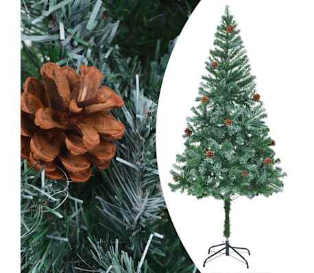vidaXL Kunstkerstboom met verlichting kerstballen dennenappels 180 cm