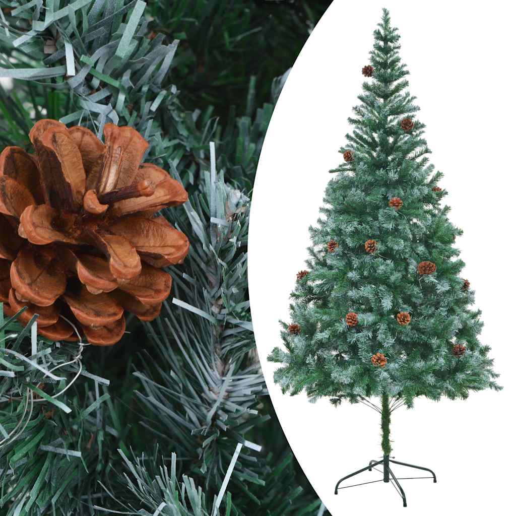 vidaXL Artificial Pre-lit Christmas Tree with Ball Set&Pinecones 210 cm