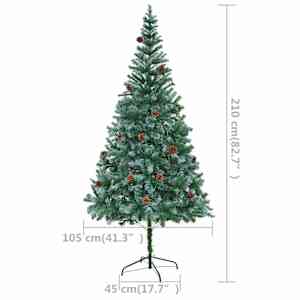 Umělý vánoční stromek LED osvětlení sada koulí a šišky 210 cm - obrázek 12