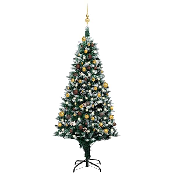 vidaXL tehisj&otilde;ulupuu koos LED-de ja pallikomplekti ja k&auml;bidega 180 cm
